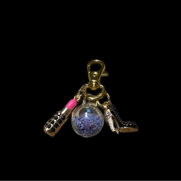 Pink Lipstick, Black Stiletto & Star Filled Disco Ball - Picture 1 of 2